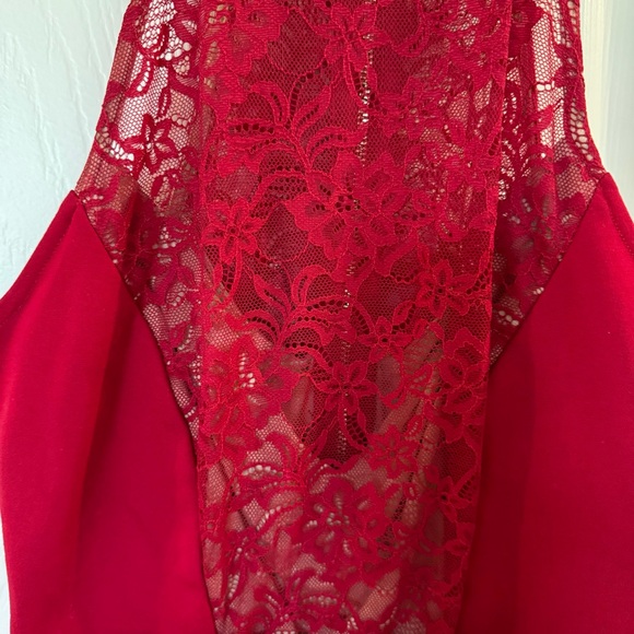 Bebe Red Lace Peplum Tank with Zipper - Picture 3 of 5